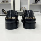 Chanel Logo Leather Loafers Black — view 5