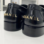 Chanel Logo Leather Loafers Black — view 9