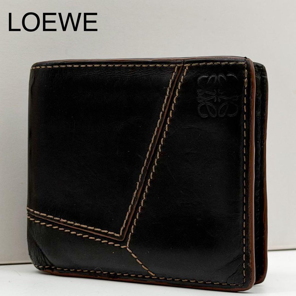 Loewe Puzzle Bifold Wallet Leather Black Compact Anagram