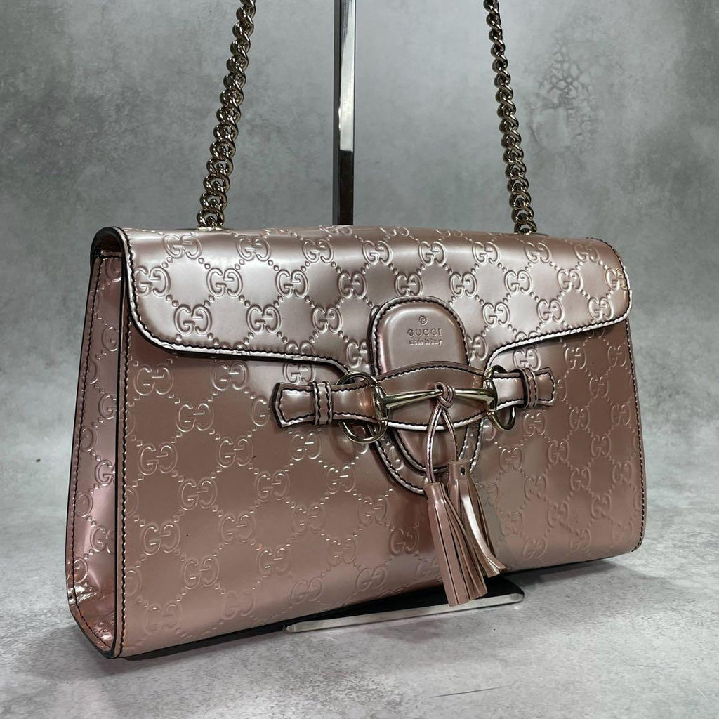 Gucci GG Shoulder Bag Horsebit Emily Pink