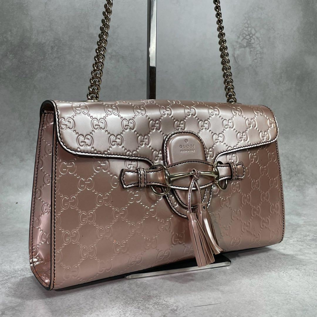 Gucci GG Shoulder Bag Horsebit Emily Pink