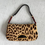 Dior Malice Leopard Print Calf Hair Shoulder Bag