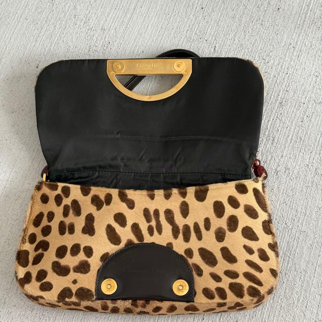 Dior Malice Leopard Print Calf Hair Shoulder Bag — view 5