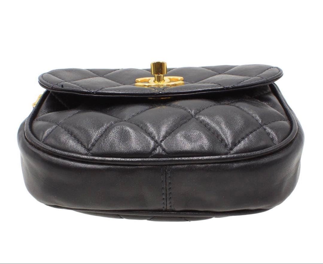 Chanel Quilted Leather CC Logo Mini Shoulder Bag : Black