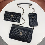 Chanel Quilted CC Logo Lambskin Chain Shoulder Bag — view 5