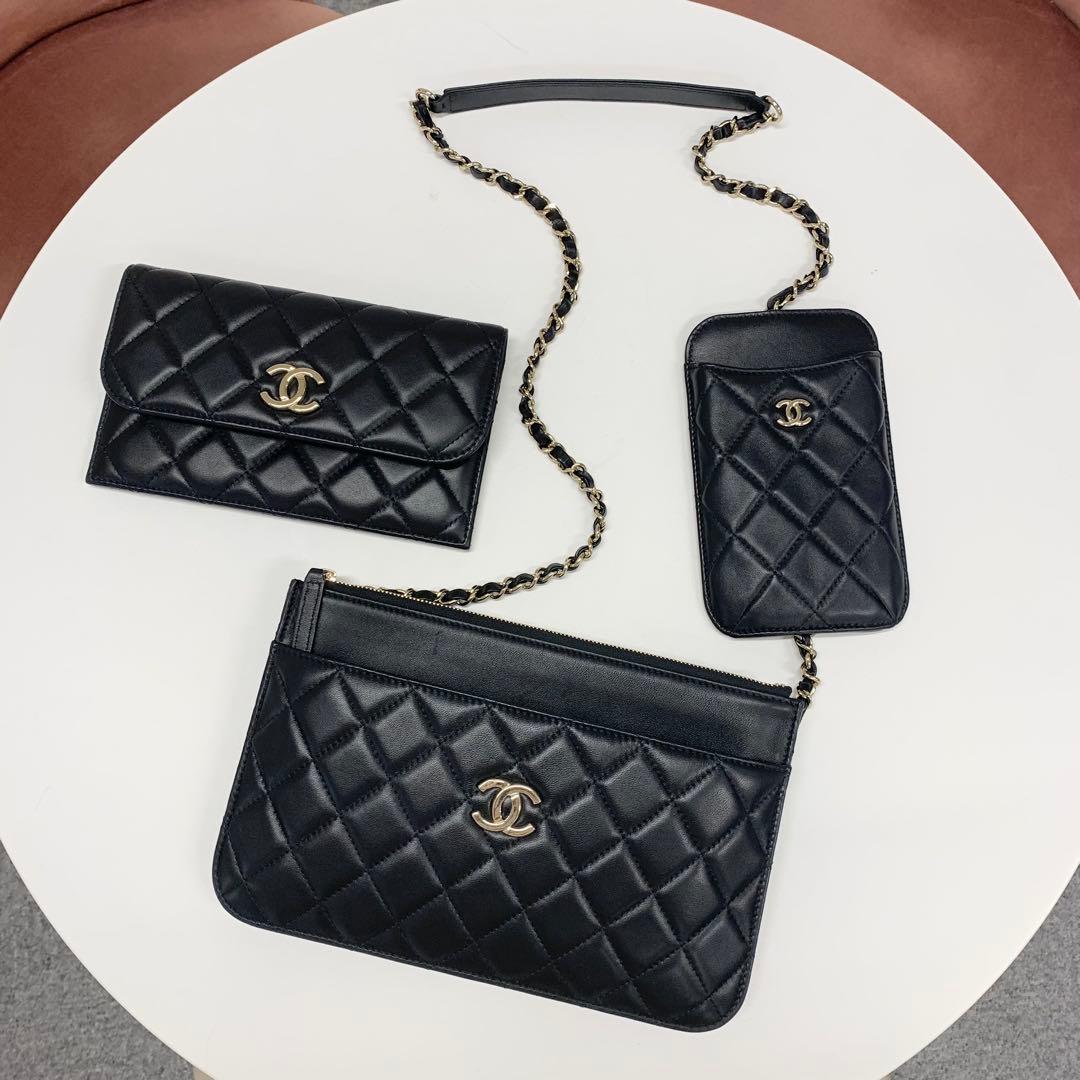 Chanel Quilted CC Logo Lambskin Chain Shoulder Bag — view 5