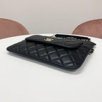 Chanel Quilted CC Logo Lambskin Chain Shoulder Bag — view 6