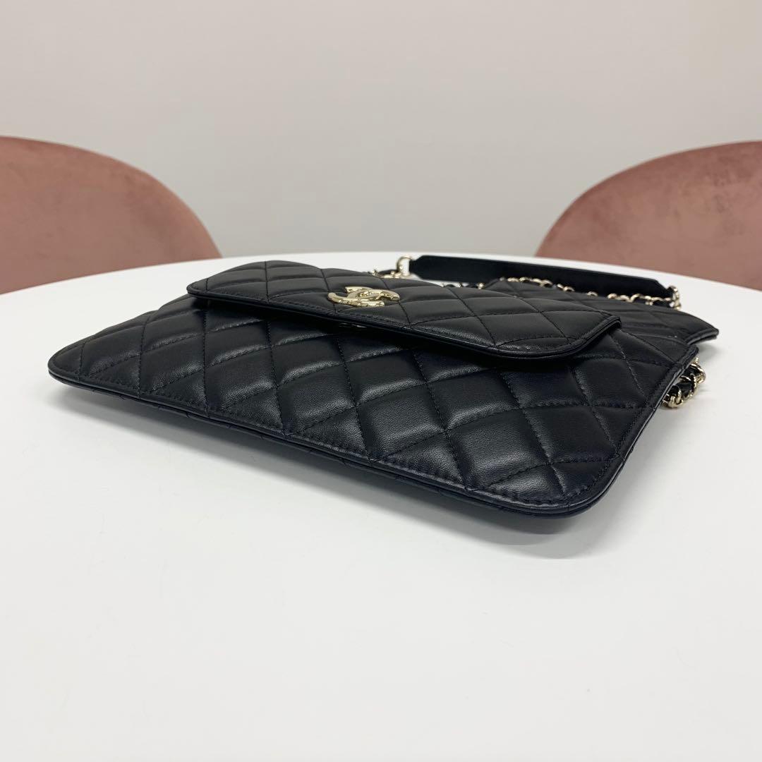 Chanel Quilted CC Logo Lambskin Chain Shoulder Bag — view 6