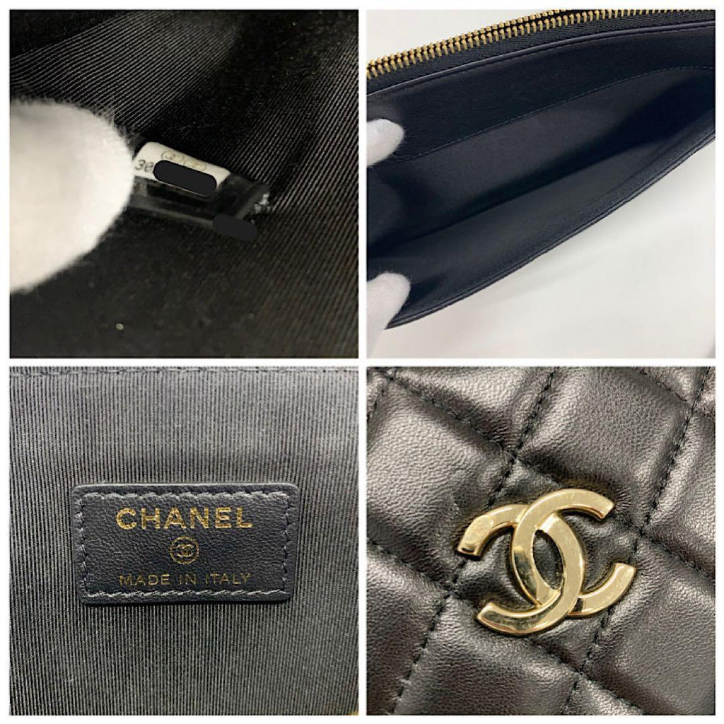 Chanel Quilted CC Logo Lambskin Chain Shoulder Bag — view 8