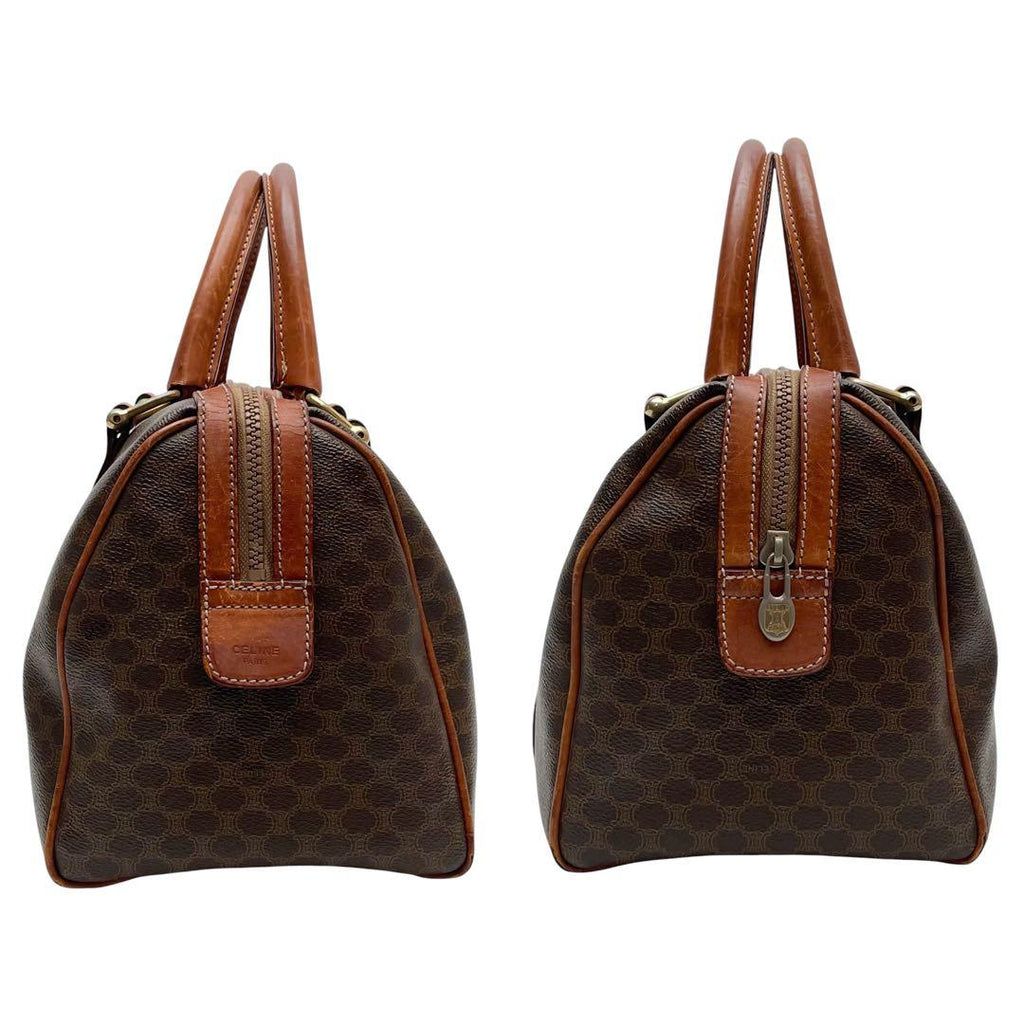 Celine Leather Macadam Triomphe Hand Mini Boston Bag Brown — view 3