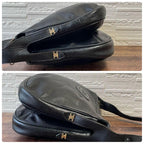 Celine Leather Triomphe Logo Vintage Shoulder Bag Black — view 4