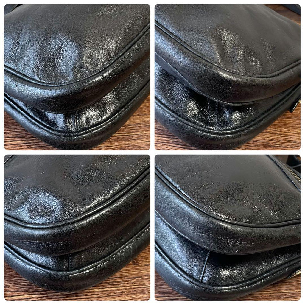 Celine Leather Triomphe Logo Vintage Shoulder Bag Black — view 6