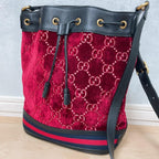 Gucci GG Velvet Drawstring Bucket Shoulder Bag