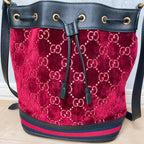 Gucci GG Velvet Drawstring Bucket Shoulder Bag — view 2