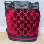 Gucci GG Velvet Drawstring Bucket Shoulder Bag — view 3