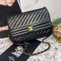 Chanel Mademoiselle Shoulder Bag Black Gold