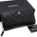 Chanel Quilted Lambskin Zip Around Wallet Black