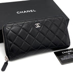 Chanel Quilted Lambskin Zip Around Wallet Black