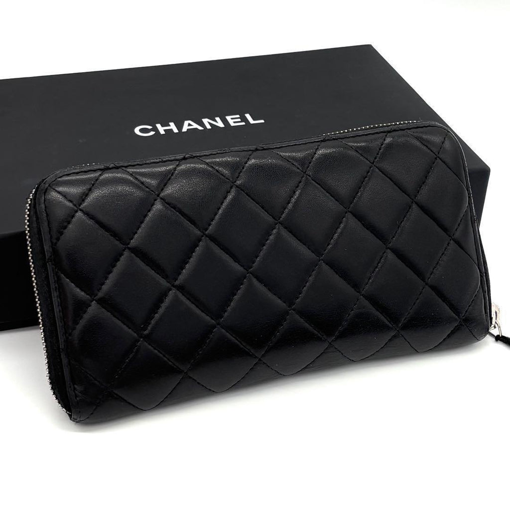 Chanel Quilted Lambskin Zip Around Wallet Black — view 2