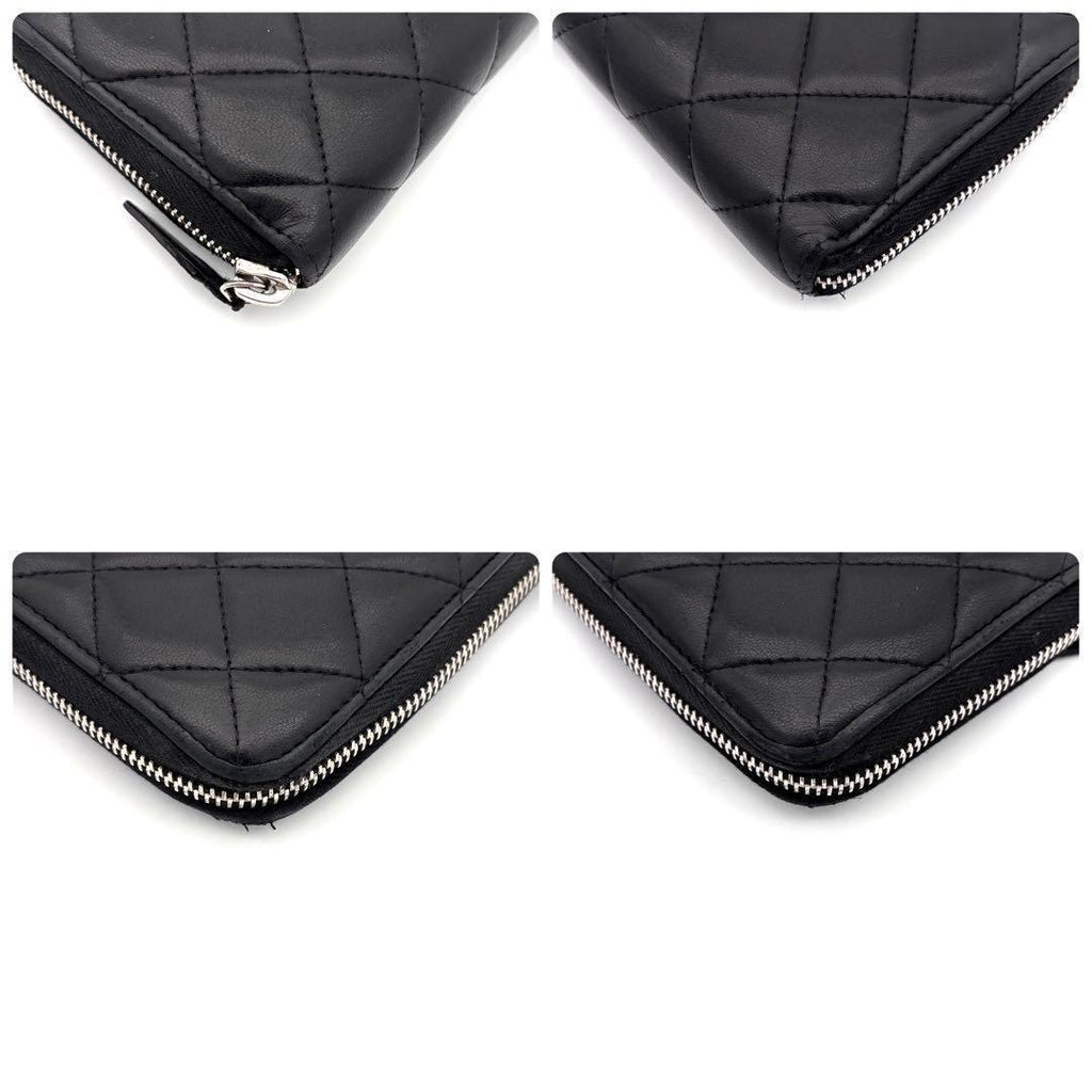 Chanel Quilted Lambskin Zip Around Wallet Black — view 7