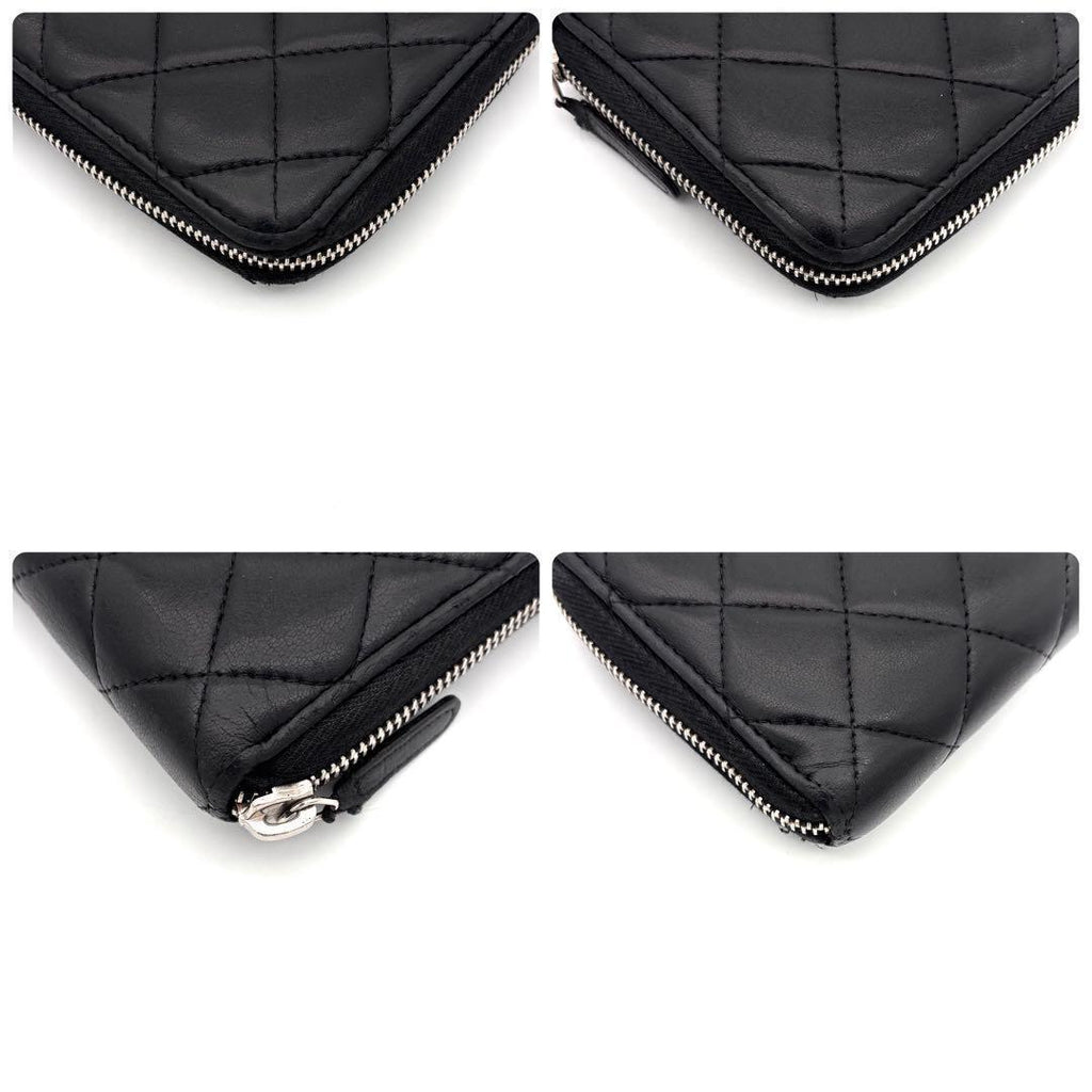 Chanel Quilted Lambskin Zip Around Wallet Black — view 8