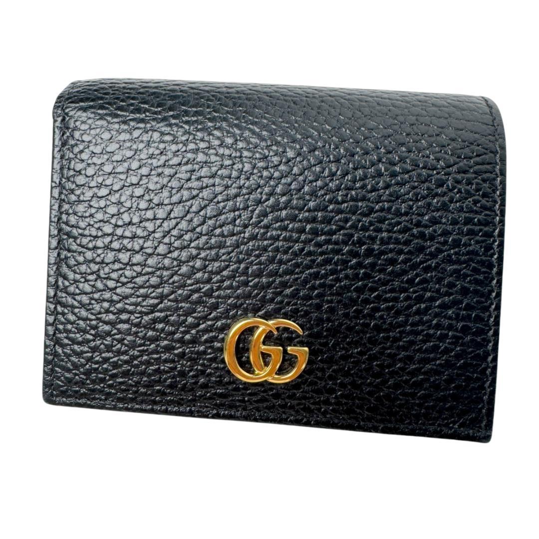 Gucci GG Marmont Leather Bifold Wallet Black Gold