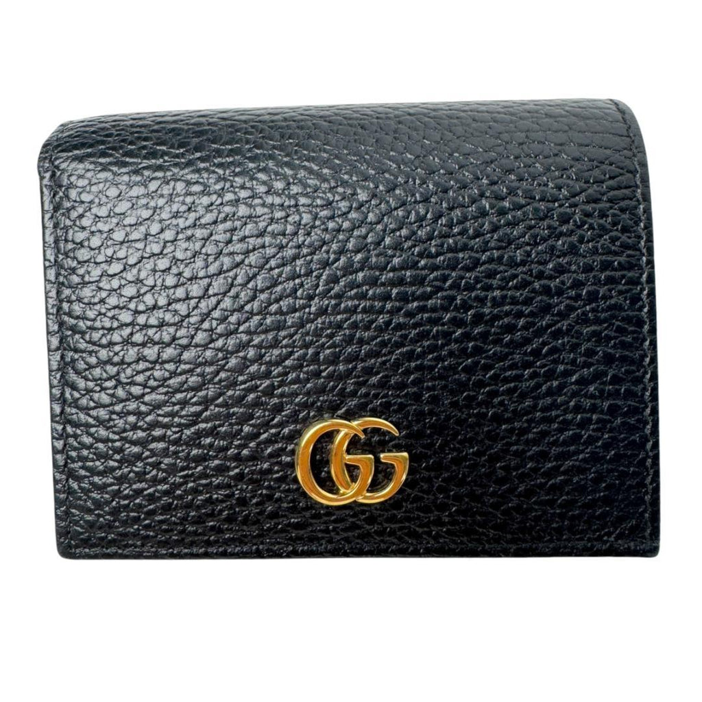 Gucci GG Marmont Leather Bifold Wallet Black Gold — view 2