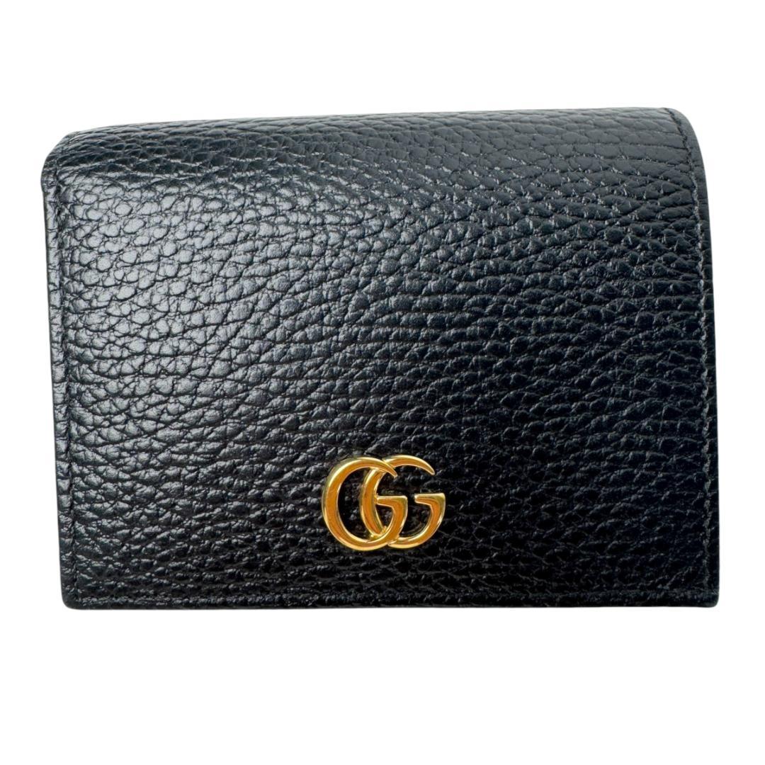 Gucci GG Marmont Leather Bifold Wallet Black Gold — view 2