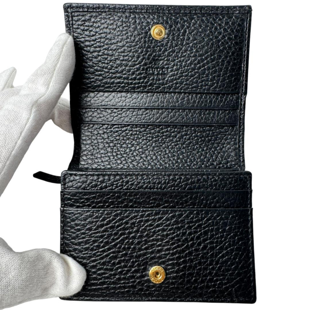 Gucci GG Marmont Leather Bifold Wallet Black Gold — view 7