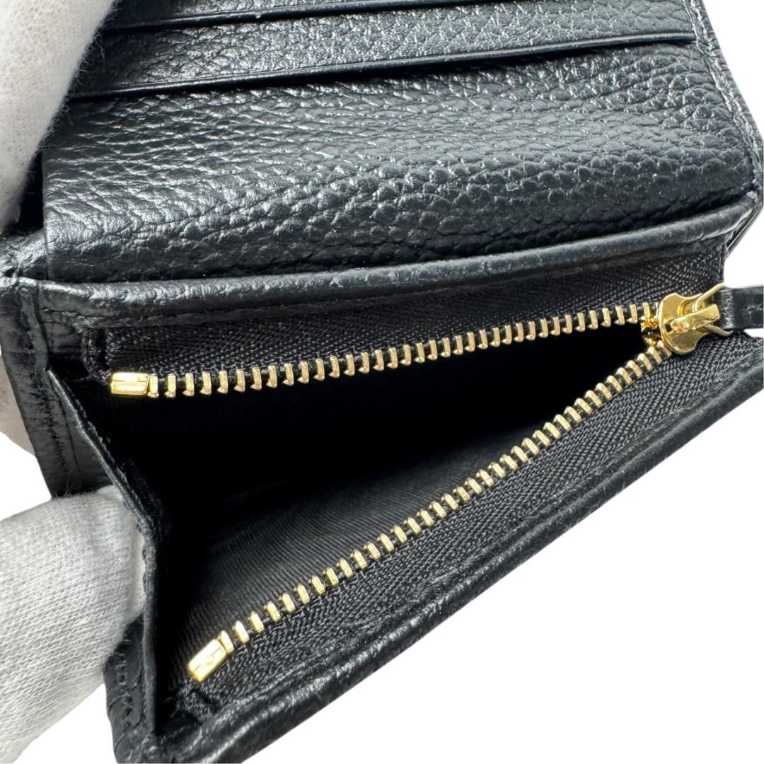 Gucci GG Marmont Leather Bifold Wallet Black Gold — view 8