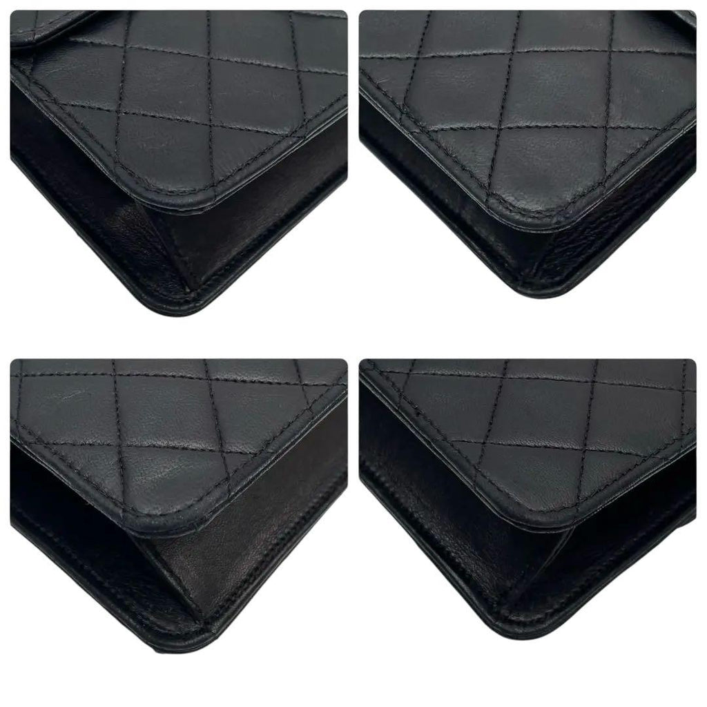 Chanel Lambskin Quilted CC Logo Chain Shoulder Bag Black — view 6
