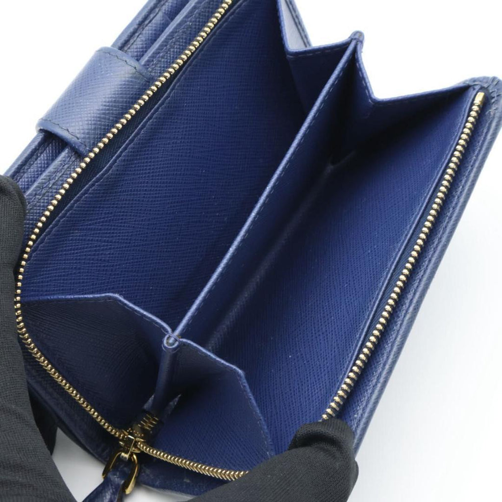 Prada Metal Logo Bifold Wallet L-shaped Zip Saffiano — view 3