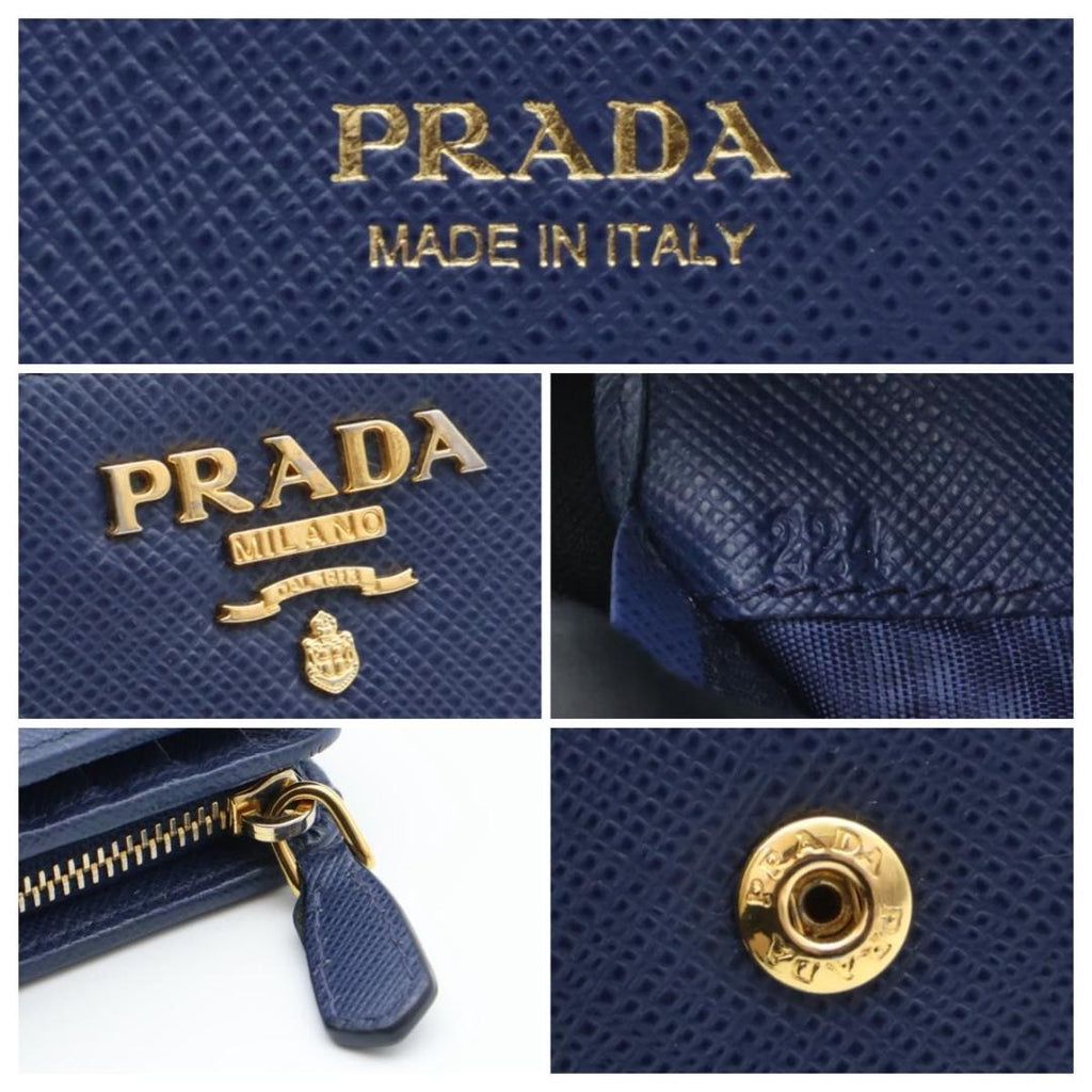 Prada Metal Logo Bifold Wallet L-shaped Zip Saffiano — view 8