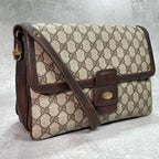 Gucci GG Shoulder Bag Brown Beige Leather Logo