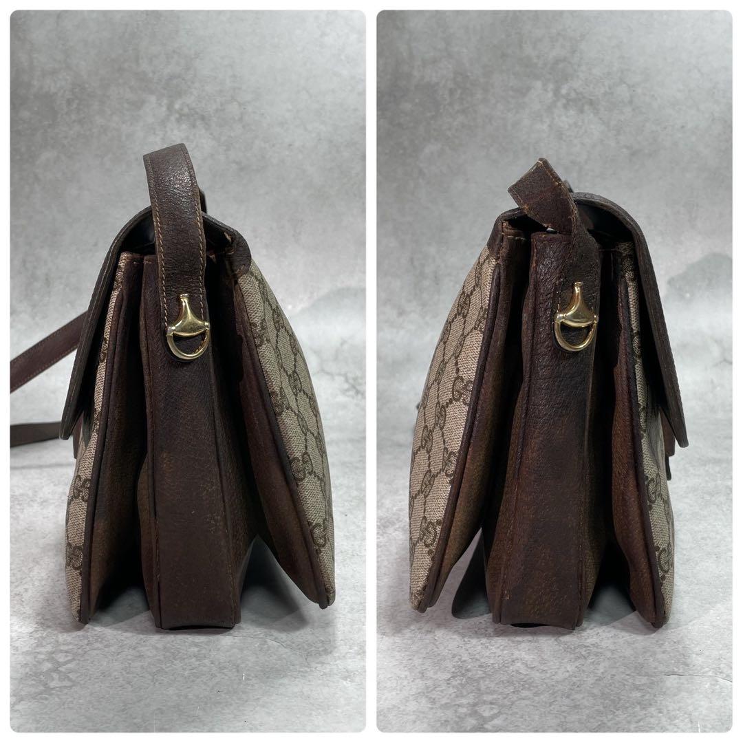 Gucci GG Shoulder Bag Brown Beige Leather Logo — view 7