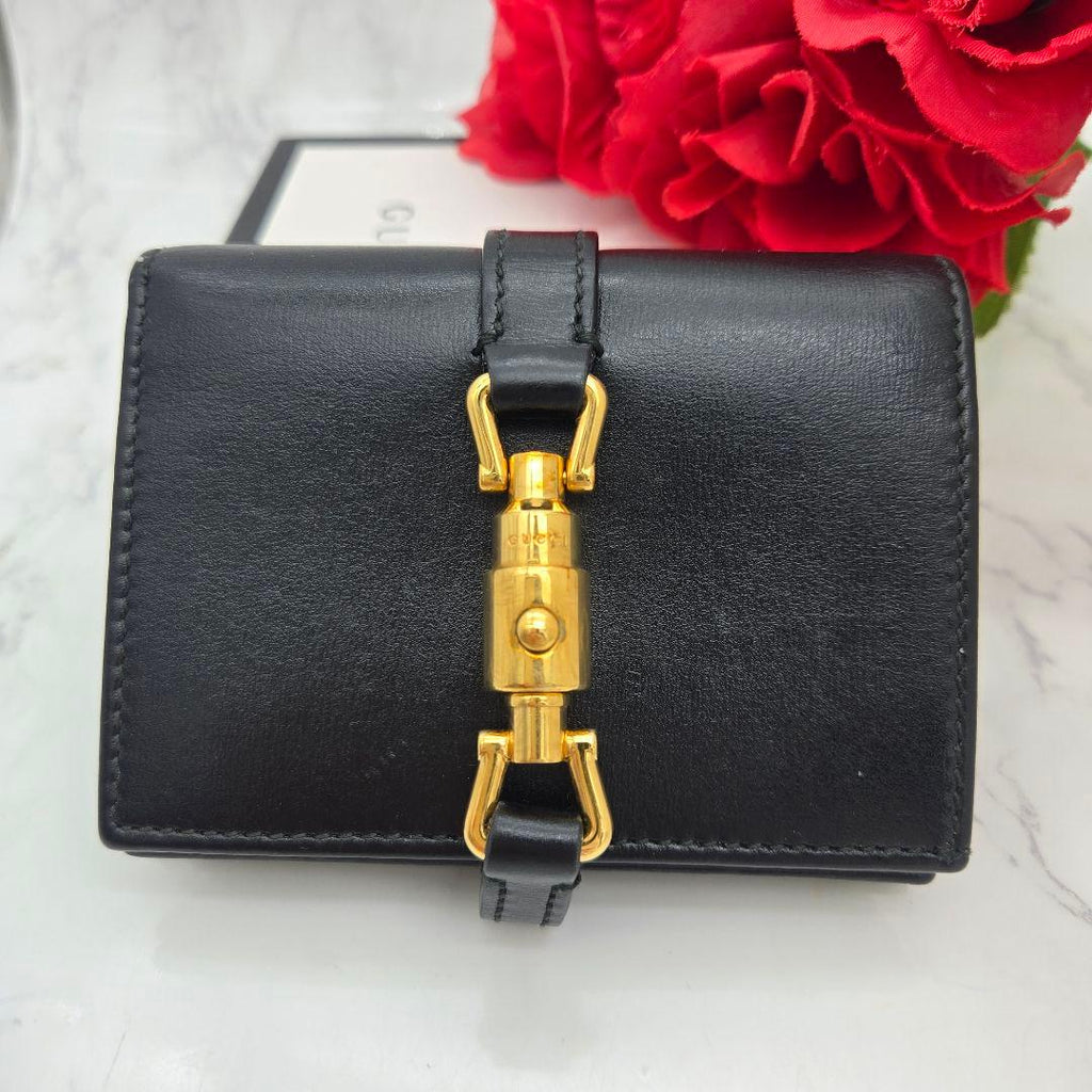 Gucci Fold Wallet GG Jackie Black Leather