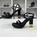 Fendi Baguette Leather Metal Heels Strap Sandals — view 2