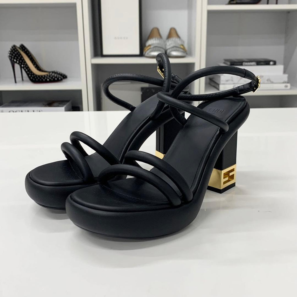 Fendi Baguette Leather Metal Heels Strap Sandals — view 3