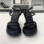 Fendi Baguette Leather Metal Heels Strap Sandals — view 4