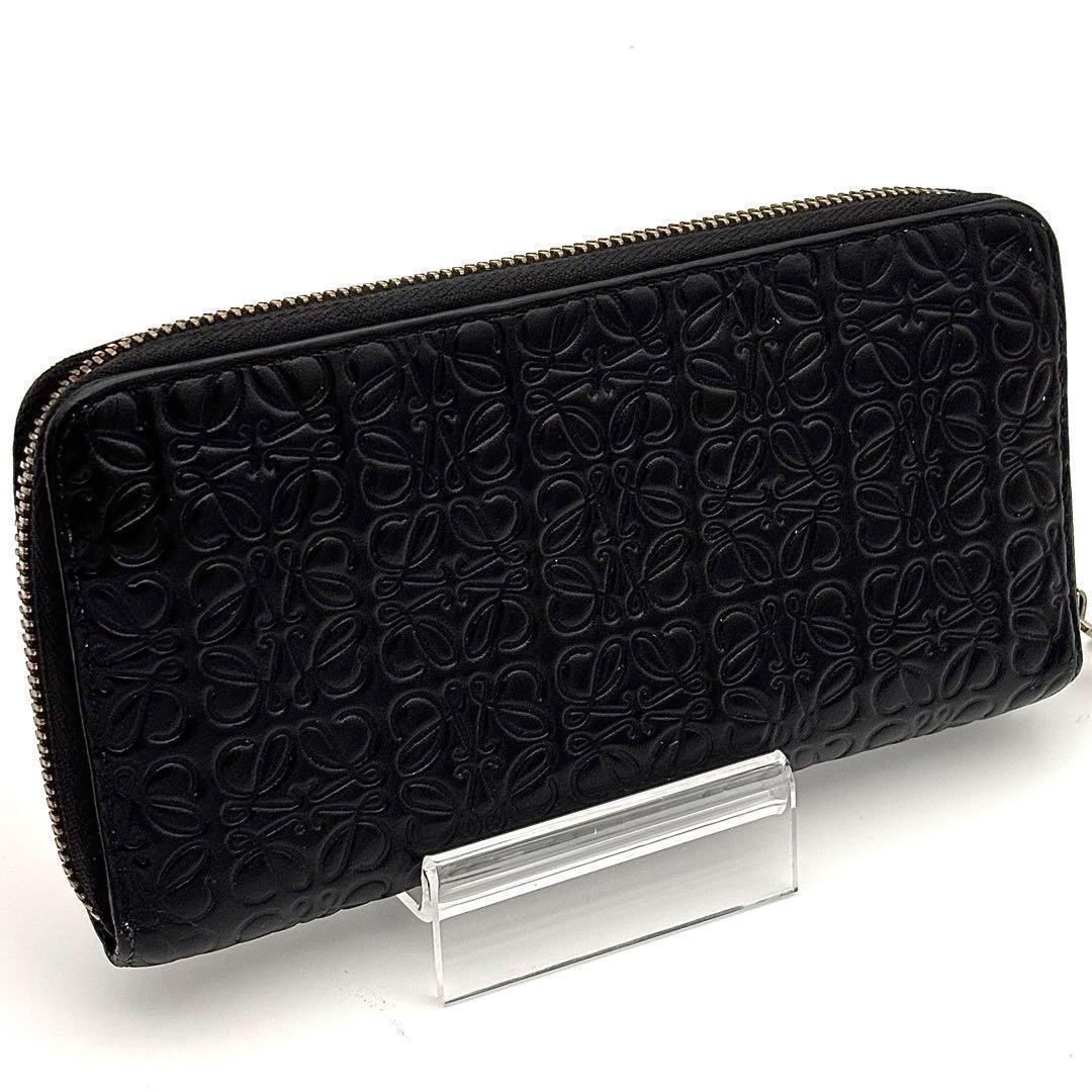 Loewe Wallet Repeat Anagram Zip Around Black — view 2