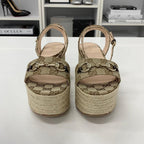 Gucci Canvas GG Logo Horsebit Platform Sandals — view 4