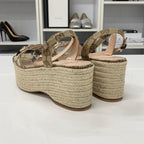 Gucci Canvas GG Logo Horsebit Platform Sandals — view 5