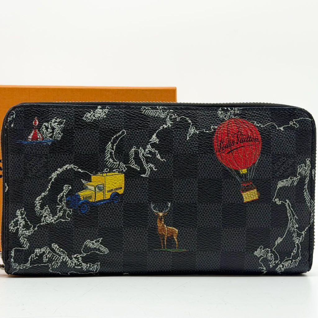 Louis Vuitton Limited Edition Zippy Organizer Damier Graphite Map NM Wallet — view 2