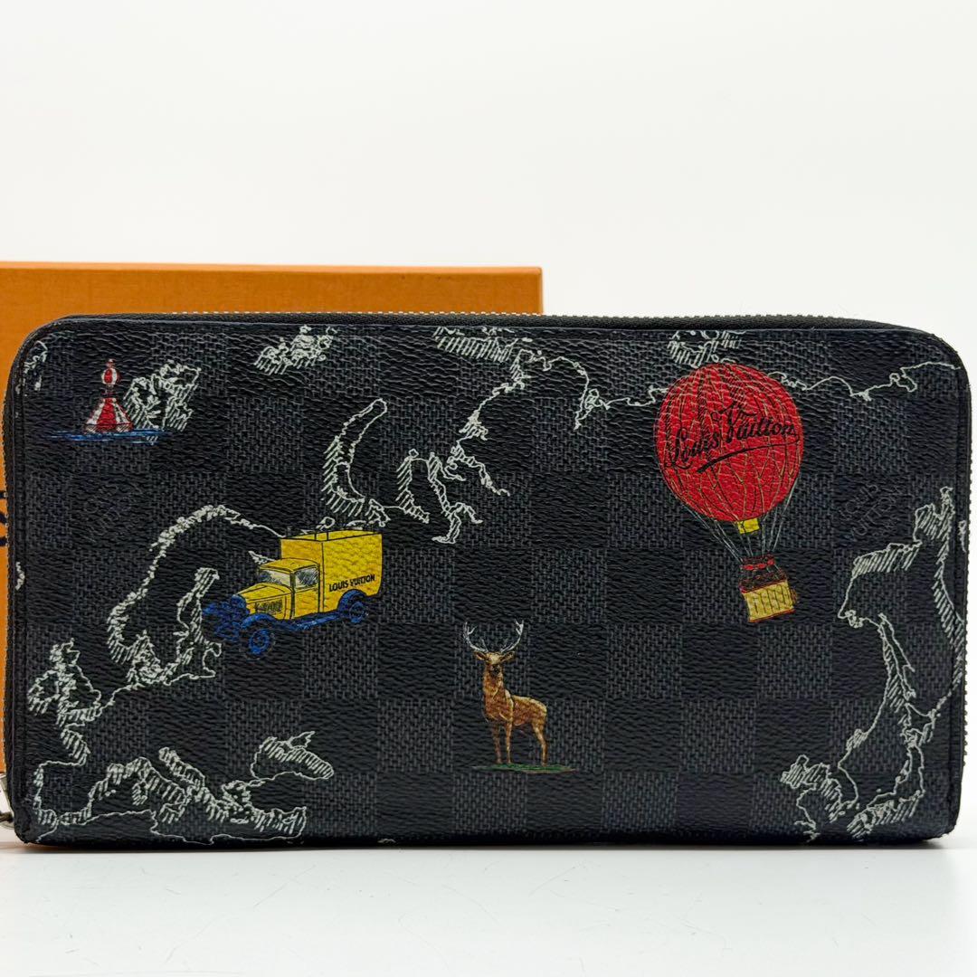Louis Vuitton Limited Edition Zippy Organizer Damier Graphite Map NM Wallet — view 2