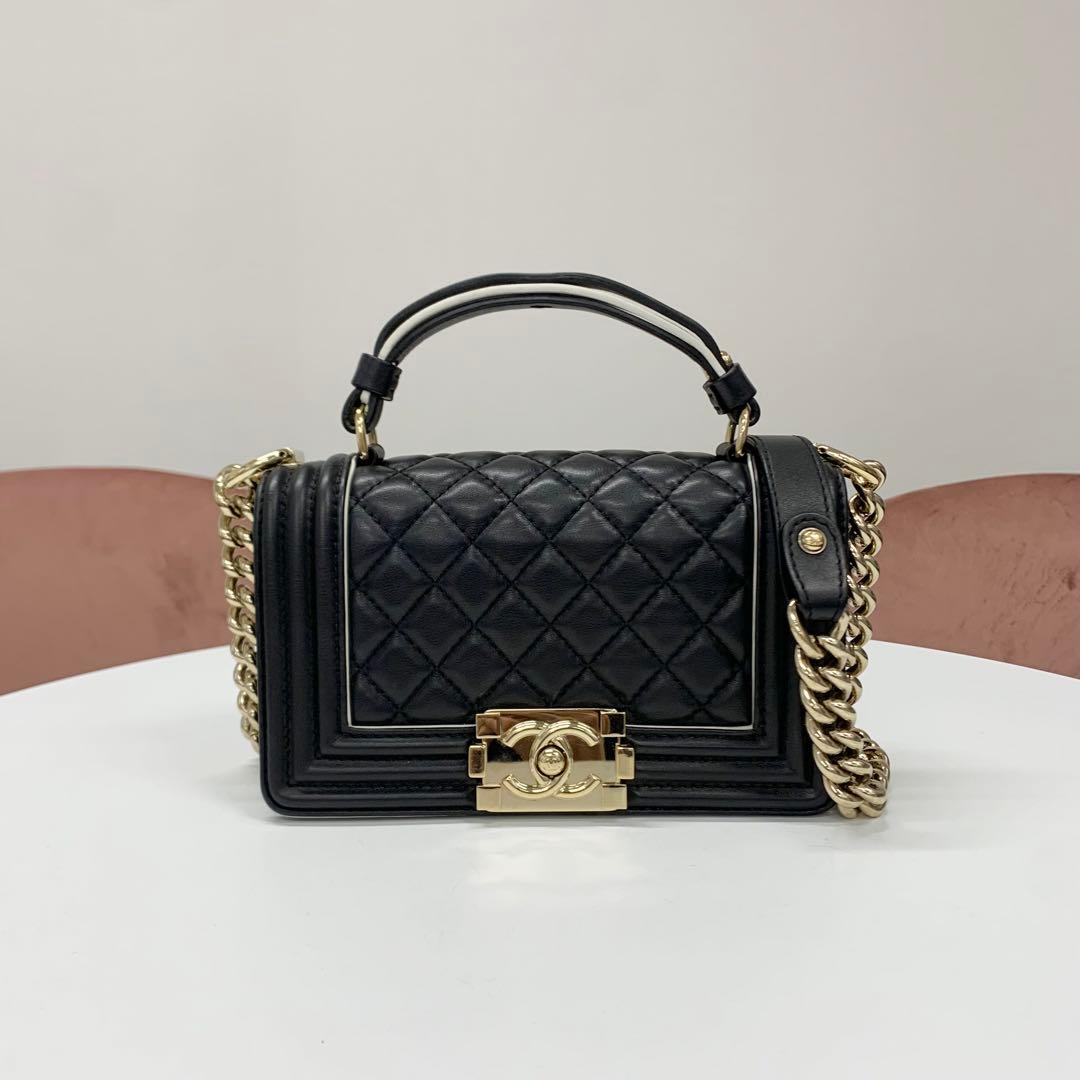 Chanel Boy 20 Quilted Lambskin Gunmetal Shoulder