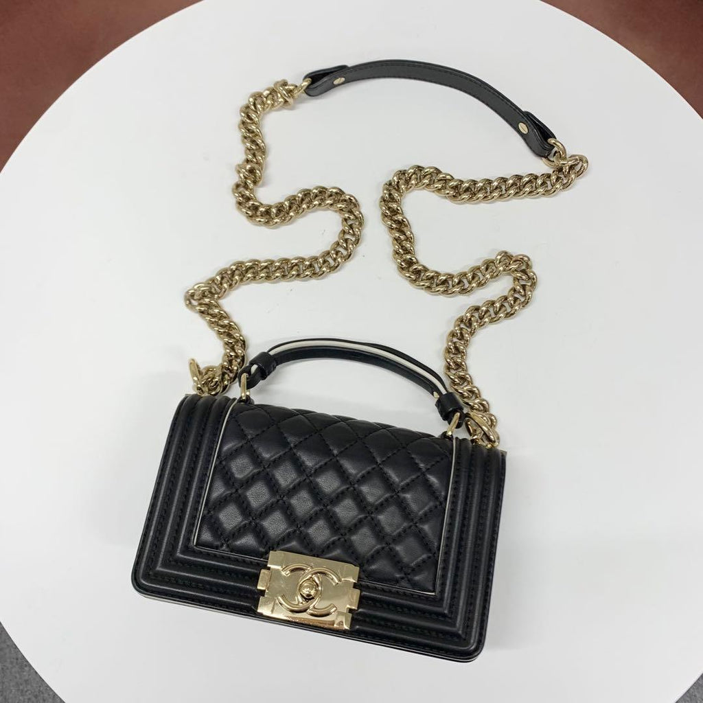 Chanel Boy 20 Quilted Lambskin Gunmetal Shoulder — view 5