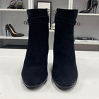 Hermes Saint Germain Kelly Hardware Suede Short Boots Black — view 4