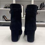 Hermes Saint Germain Kelly Hardware Suede Short Boots Black — view 6