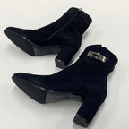 Hermes Saint Germain Kelly Hardware Suede Short Boots Black — view 7