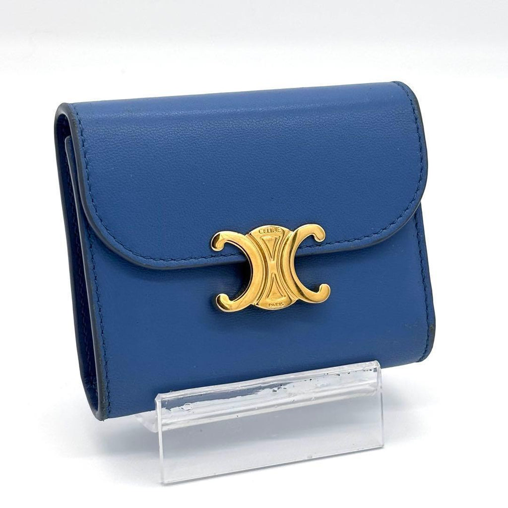 Celine Small Flap Wallet Triomphe Trifold Blue